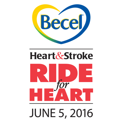A poster with the Becel Logo for the Heart & Stroke foundation Ride for Heart, June 5, 2016.